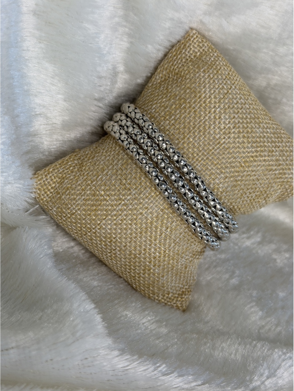 Silpada 3- Strand Sterling Silver Popcorn Bracelet B1210 Heavy!